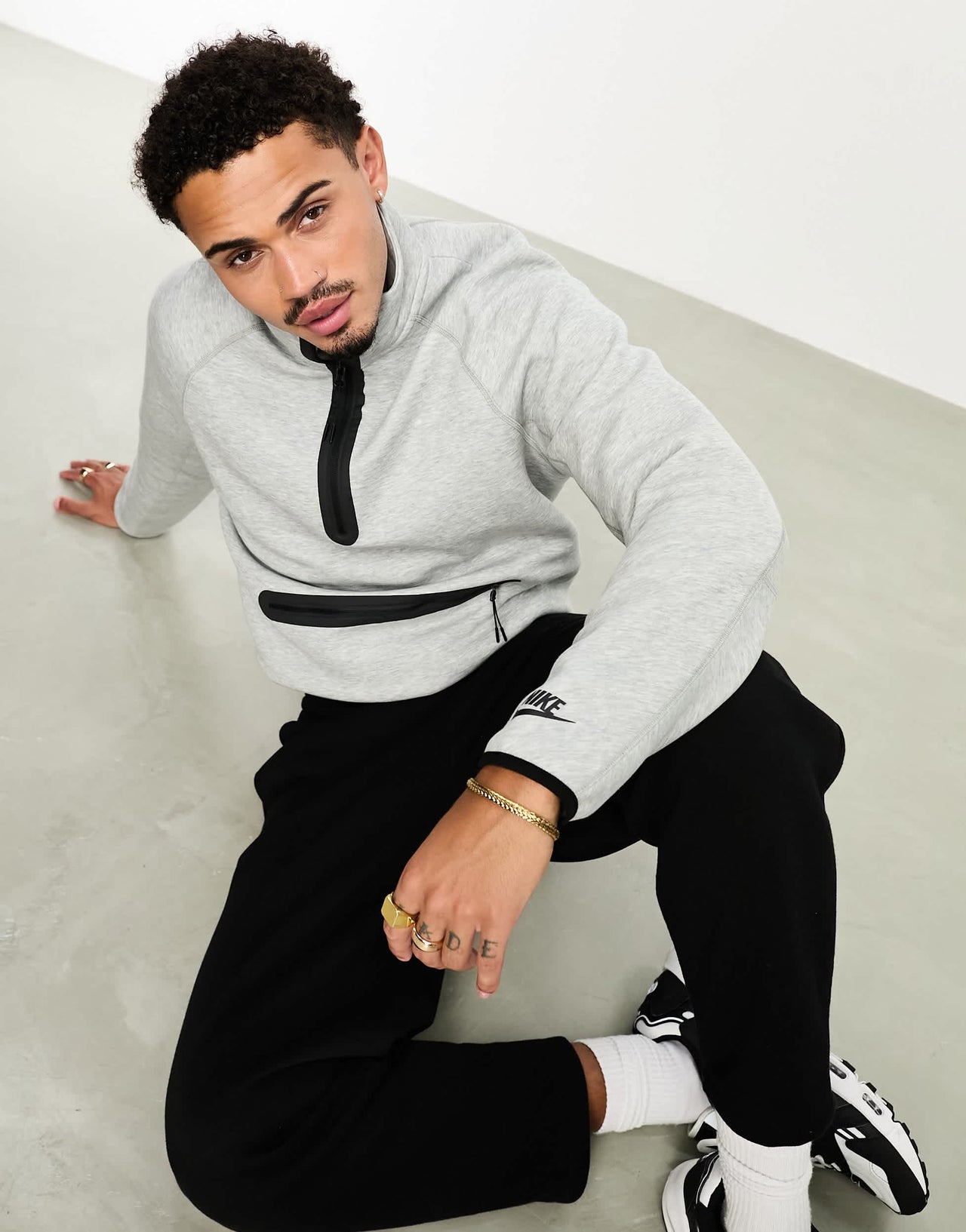 Nike Tech Fleece half zip sweatshirt in grey