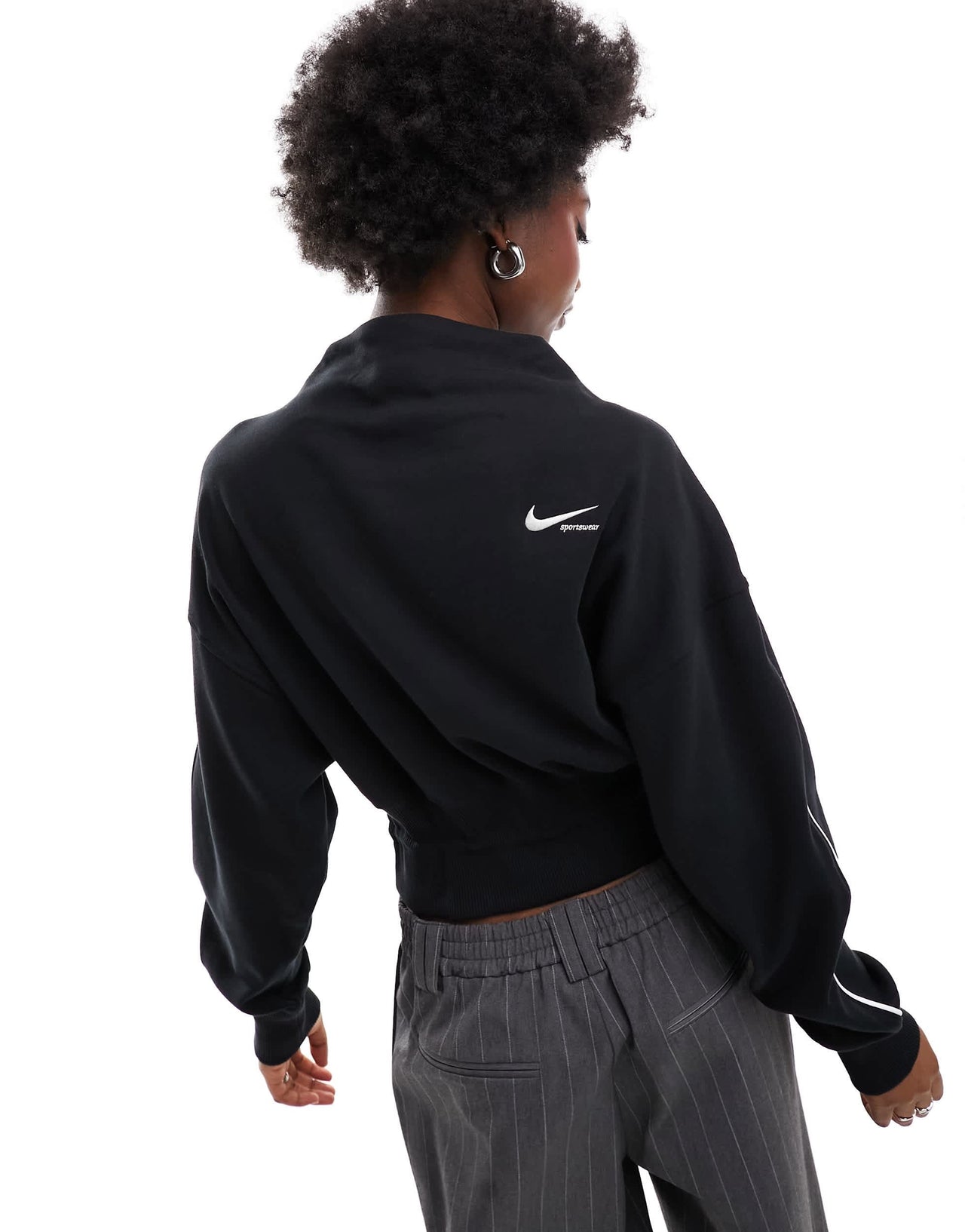 Nike Sportswear Collection mock neck long sleeve t-shirt in black