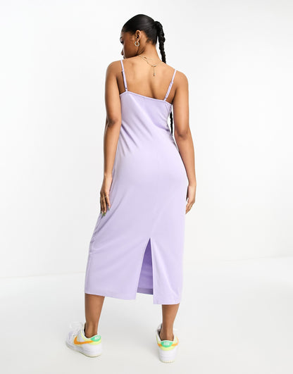 Monki super soft square neck cami midi dress in lilac