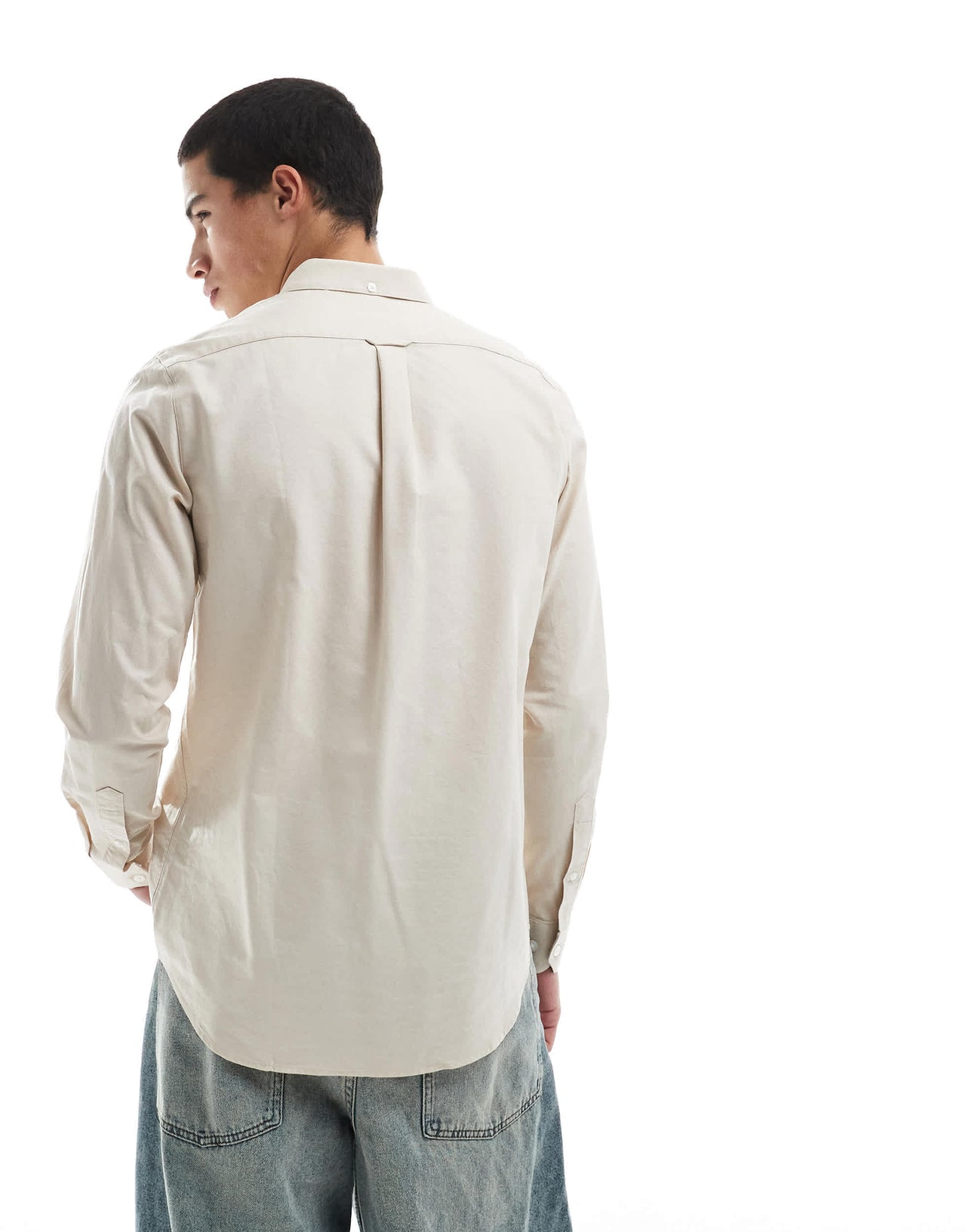 Farah Brewer slim fit long sleeve shirt in off white