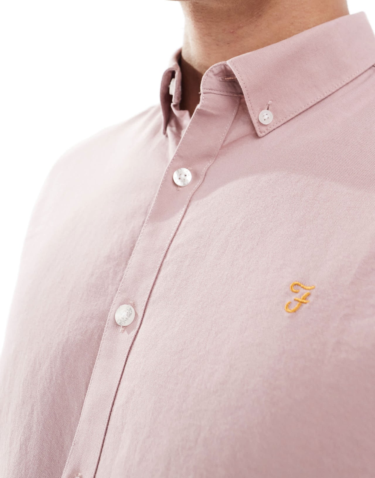 Farah Brewer slim fit short sleeve shirt in dark pink