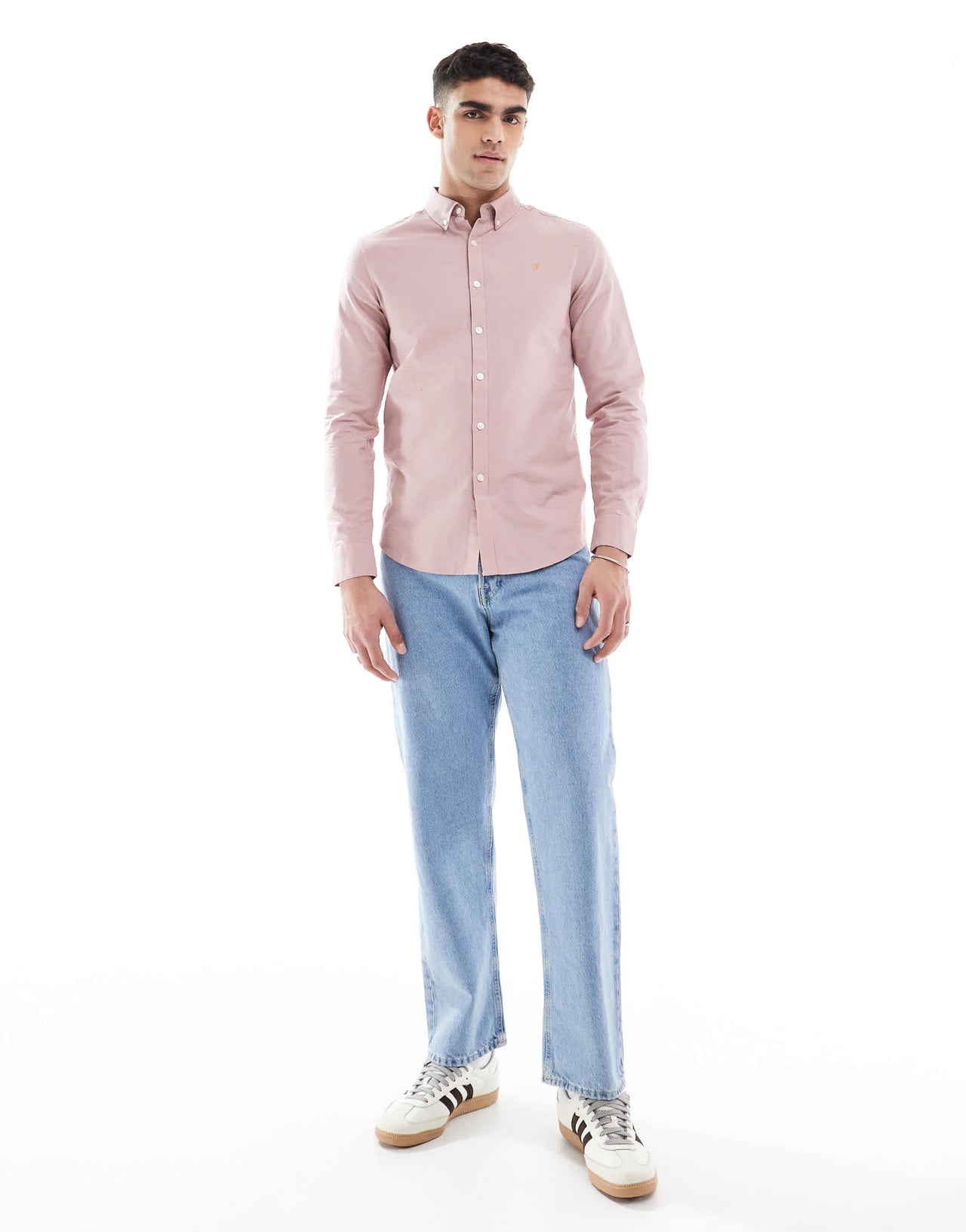 Farah Brewer slim fit short sleeve shirt in dark pink