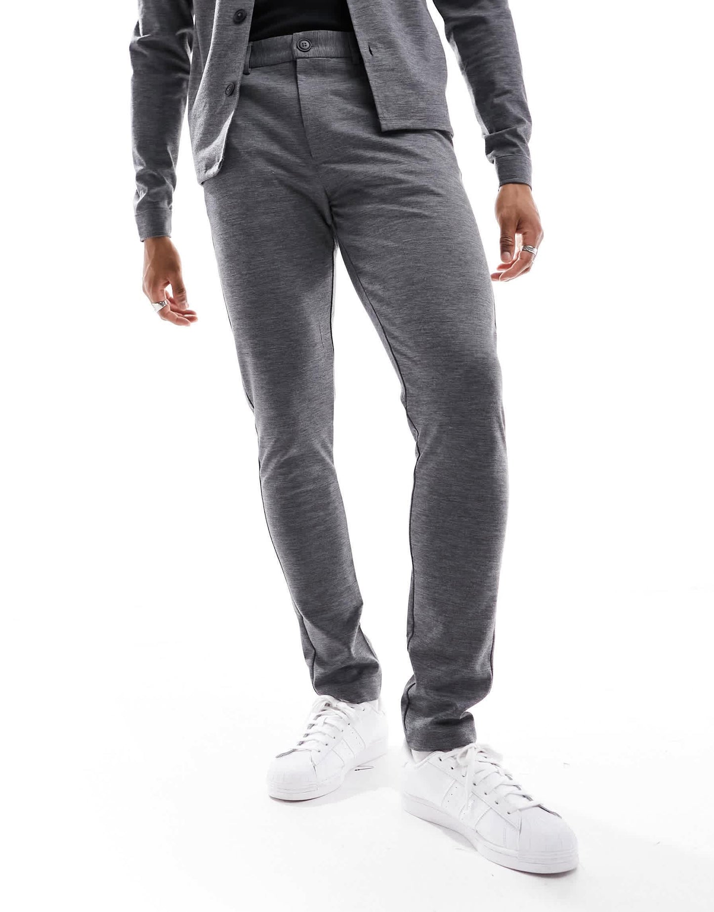 Jack & Jones Premium slim fit jersey suit trouser in grey