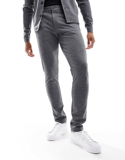 Jack & Jones Premium slim fit jersey suit trouser in grey