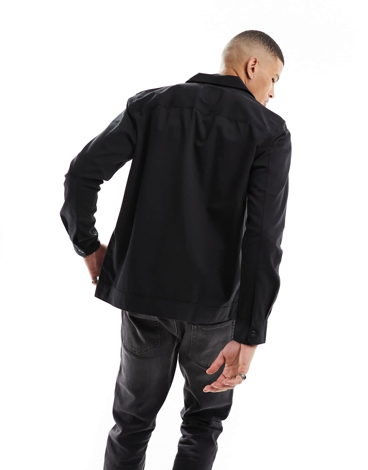 ONLY & SONS worker overshirt in black