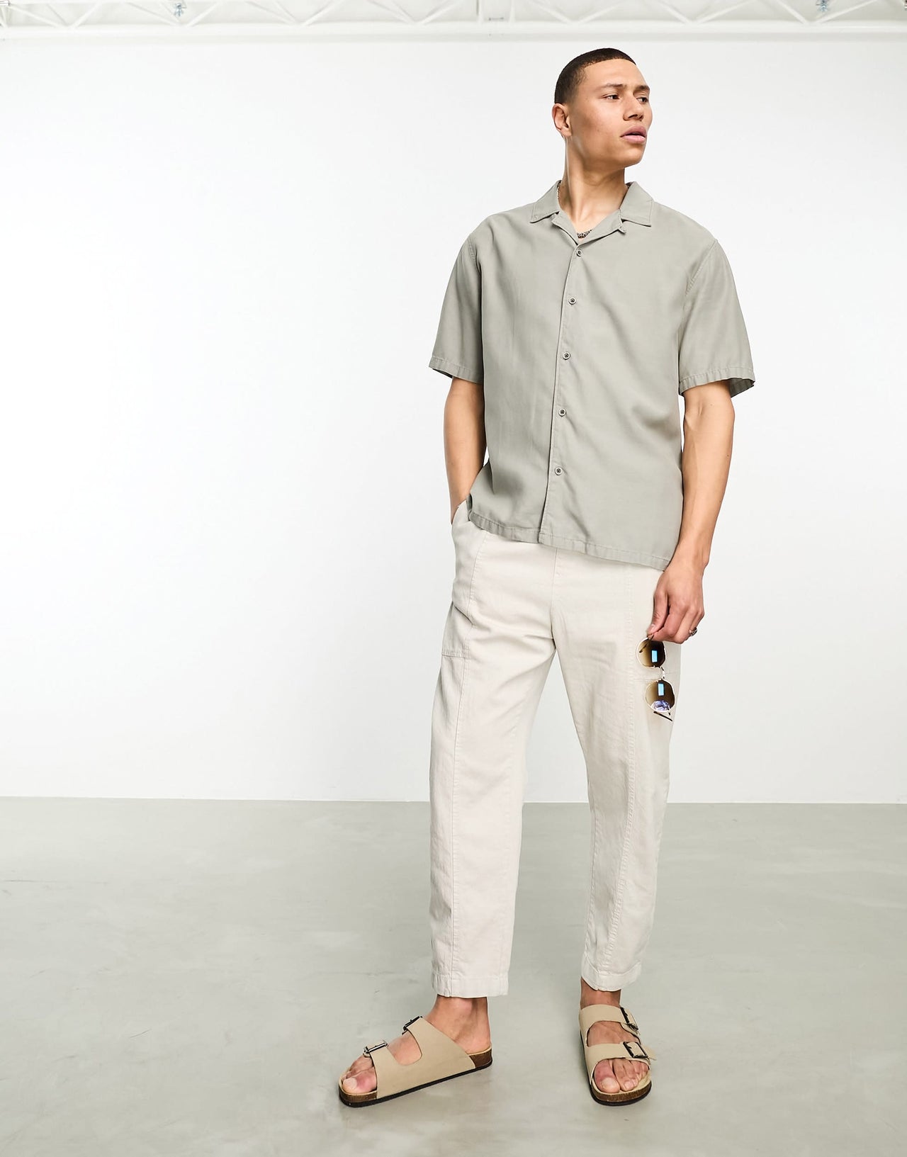 Bershka rustic relaxed shirt in sage