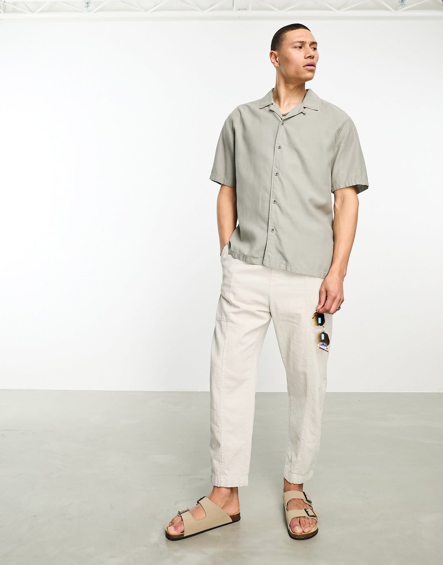 Bershka rustic relaxed shirt in sage