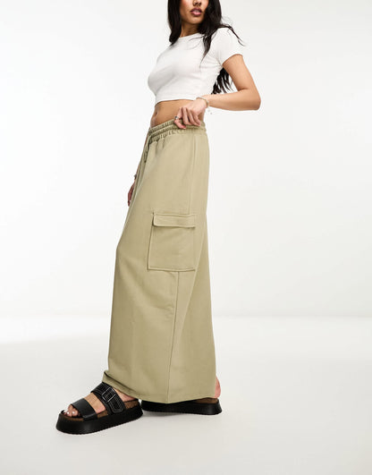 River Island cargo maxi skirt in khaki