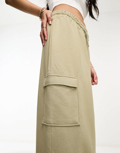 River Island cargo maxi skirt in khaki