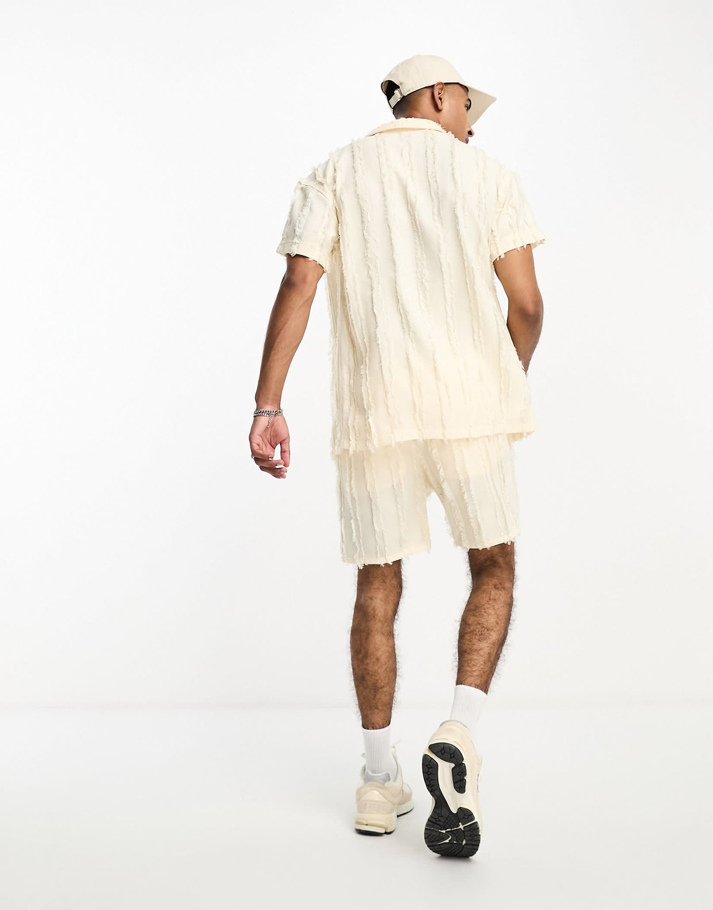Labelrail x Stan & Tom textured stripe shorts co-ord in ecru