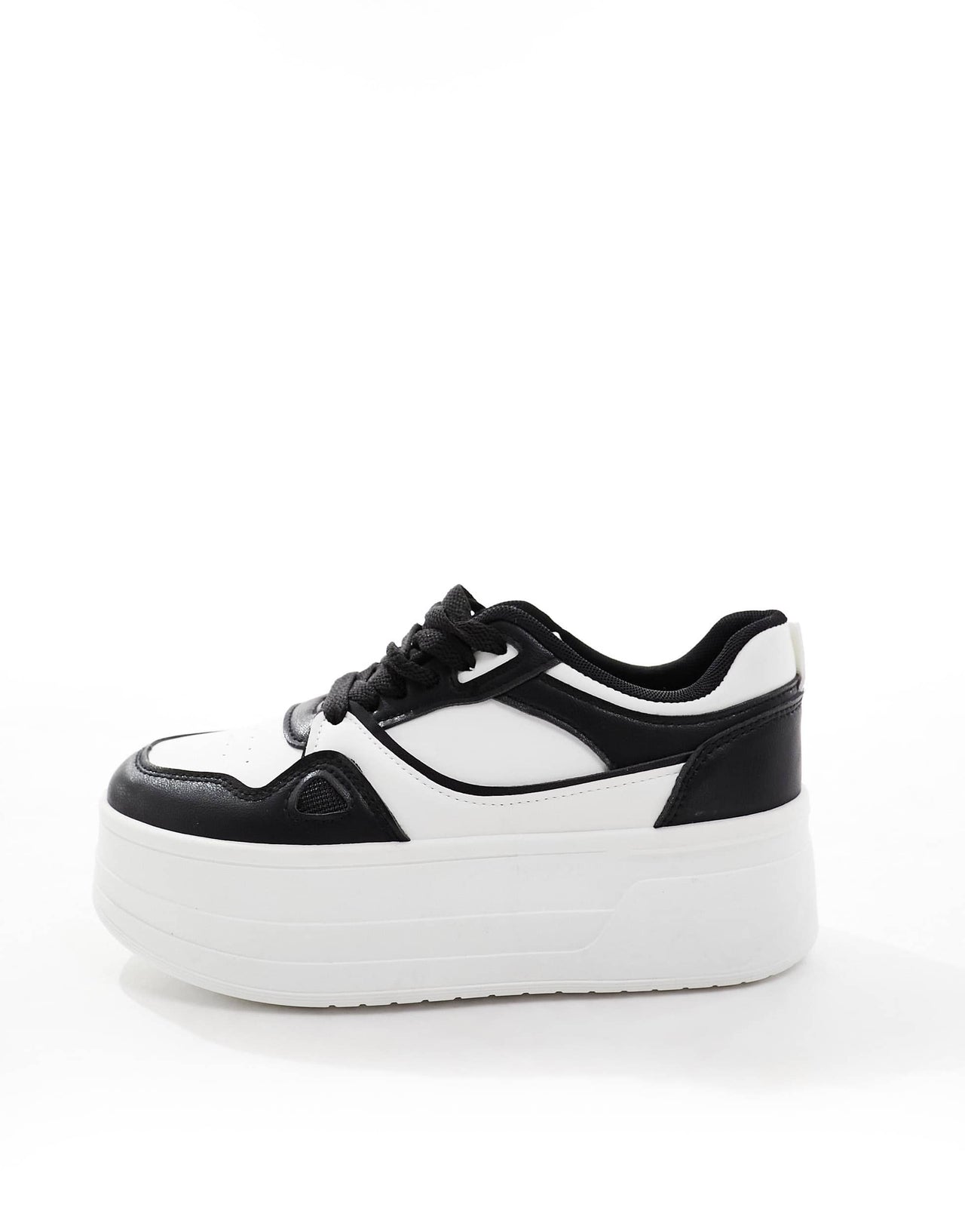 London Rebel chunky panelled flatform trainers in white