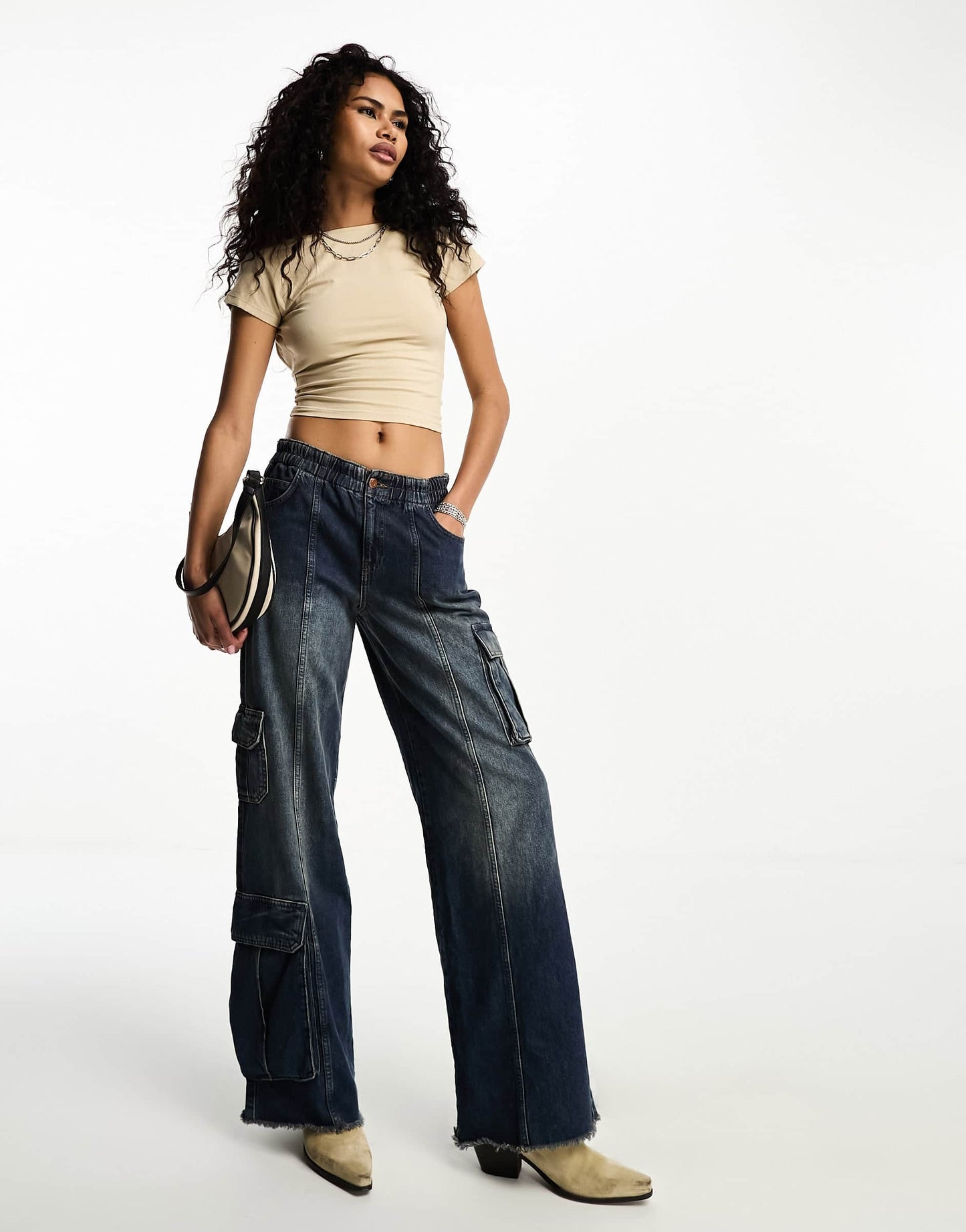 Motel xiwang scoop back cropped tshirt in coconut milk