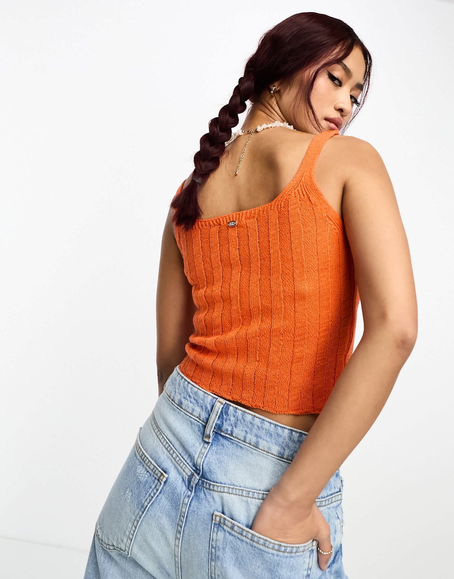 Pull&Bear knitted cami top in burnt orange