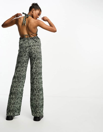 Pull&Bear trousers co ord in animal print