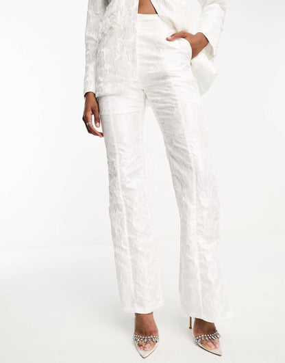 Dream Sister Jane Bridal floral jacquard trouser suit co-ord in ivory