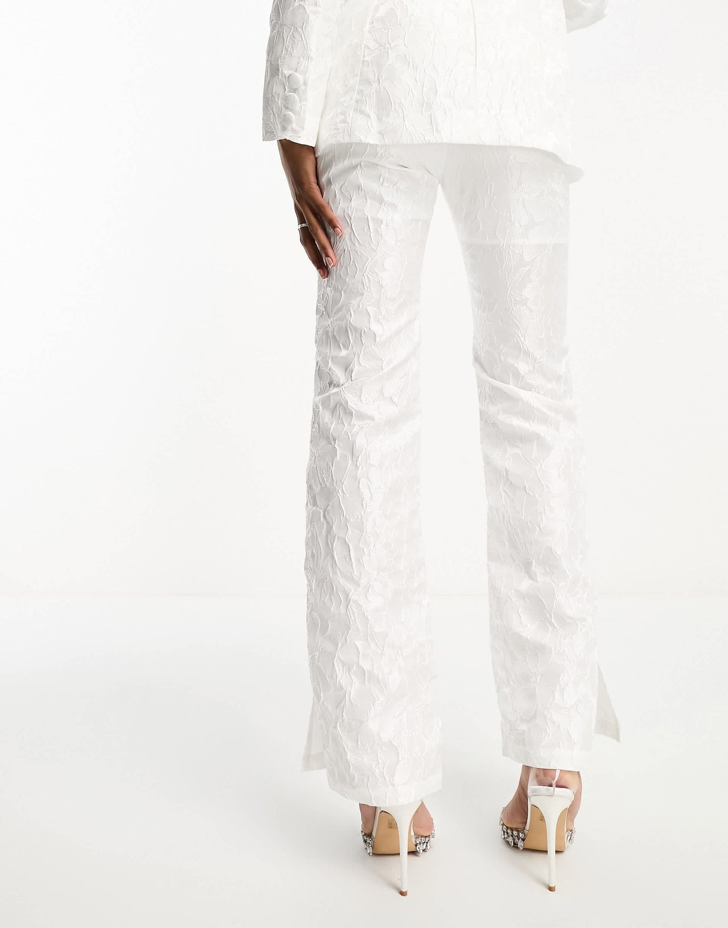 Dream Sister Jane Bridal floral jacquard trouser suit co-ord in ivory