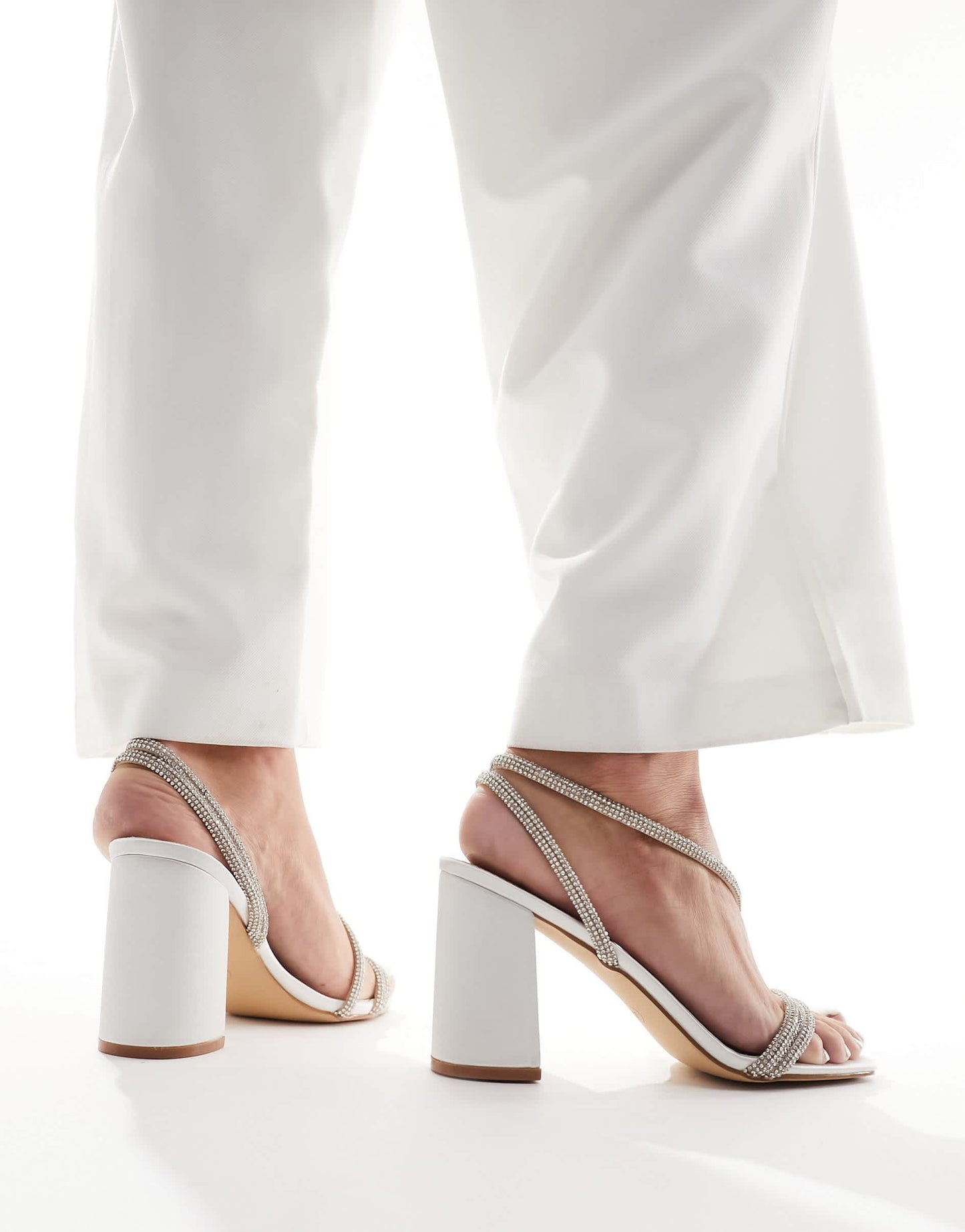 Be Mine Bridal Sunshine embellished block heeled sandals in ivory satin
