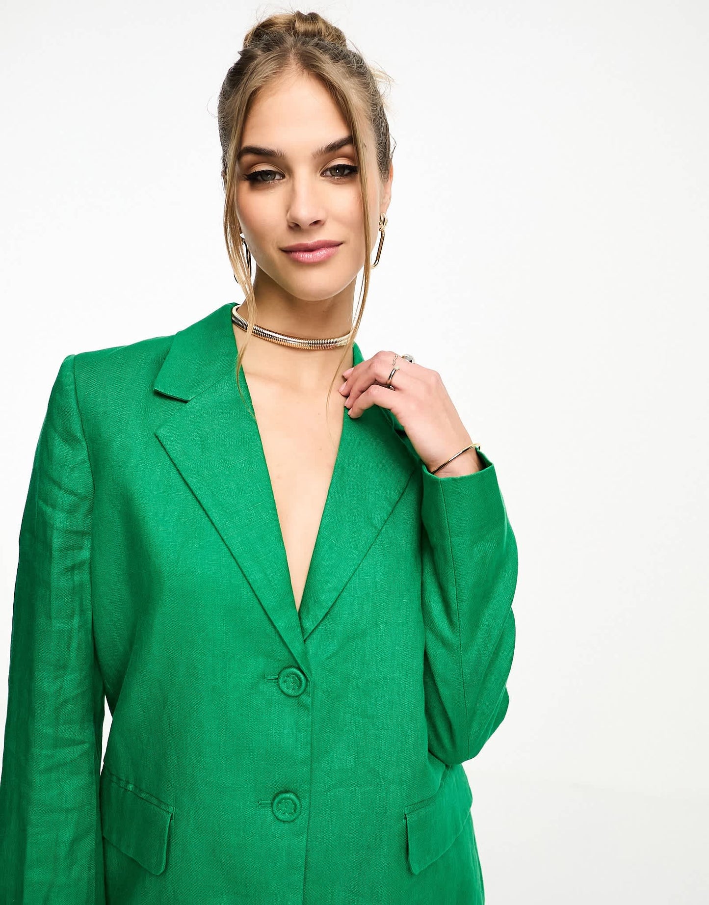 & Other Stories co-ord linen blazer in green