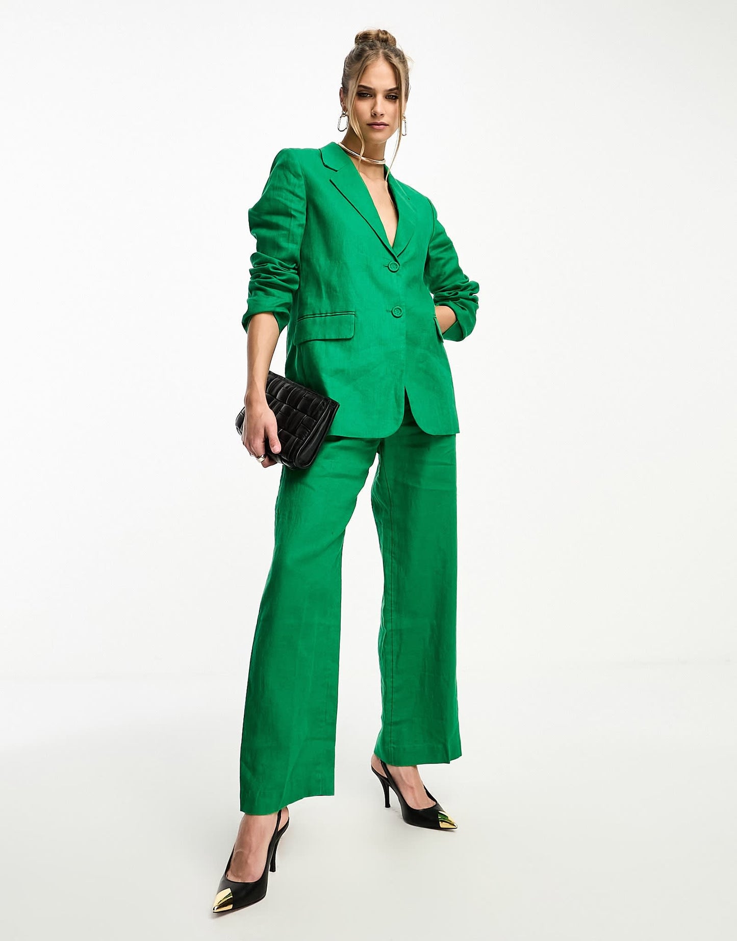 & Other Stories co-ord linen blazer in green