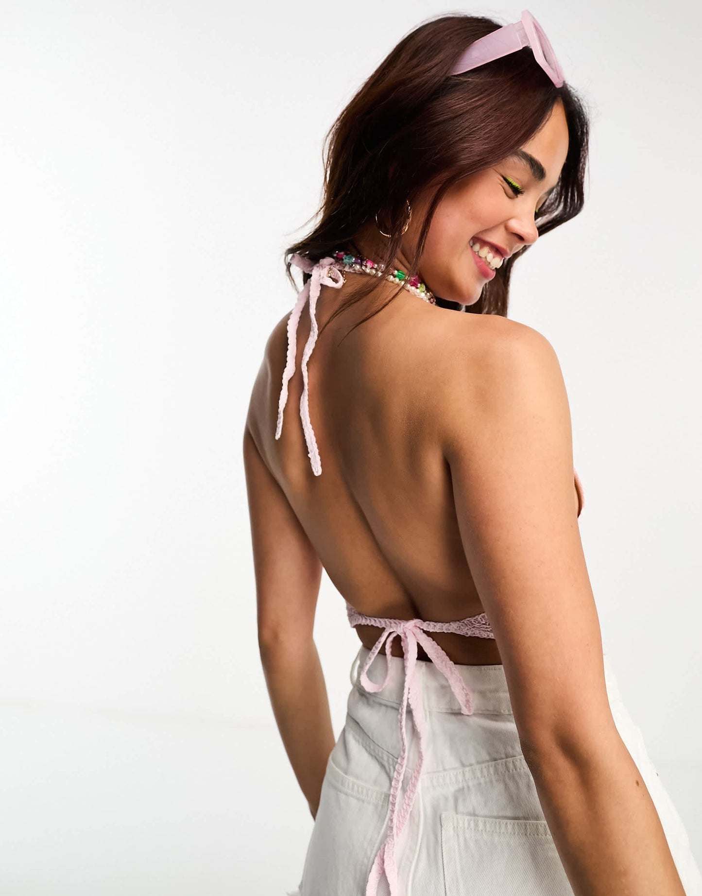 Pimkie crochet bralet top in pink