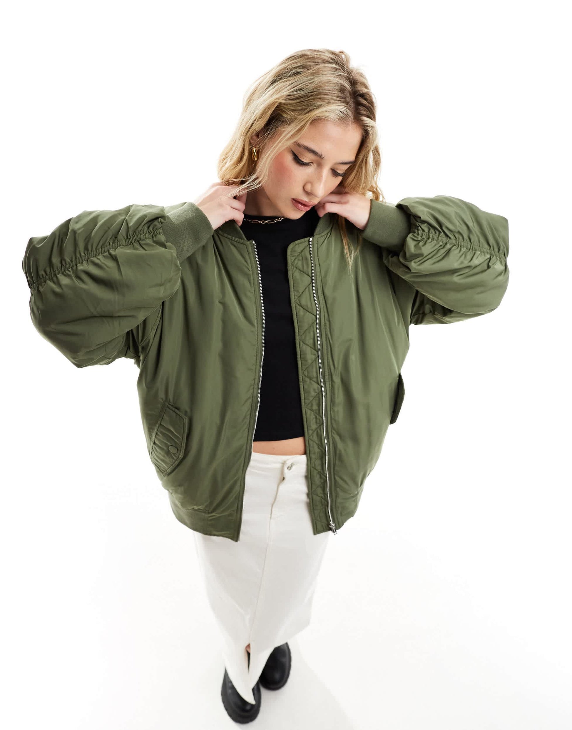 In Wear bomber jacket in olive green – ASOS Sample Sale