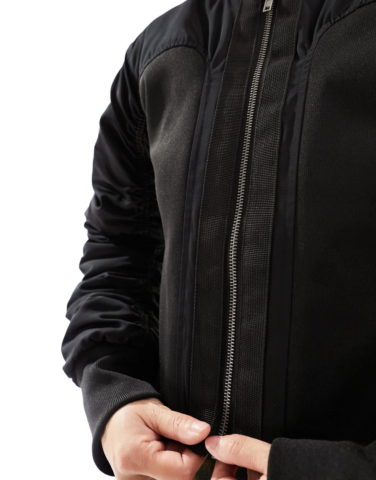 COLLUSION elasticated cropped bomber jacket in black
