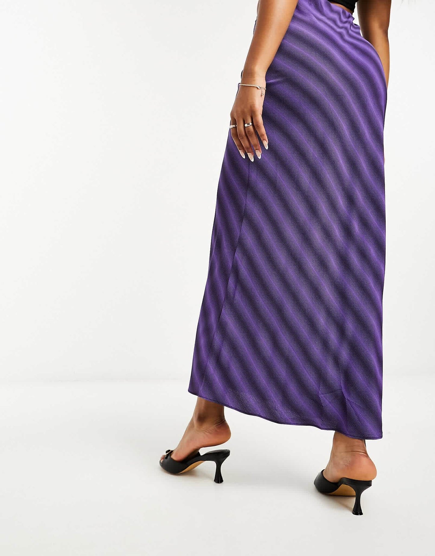 Glamorous midi slip skirt in purple optical print