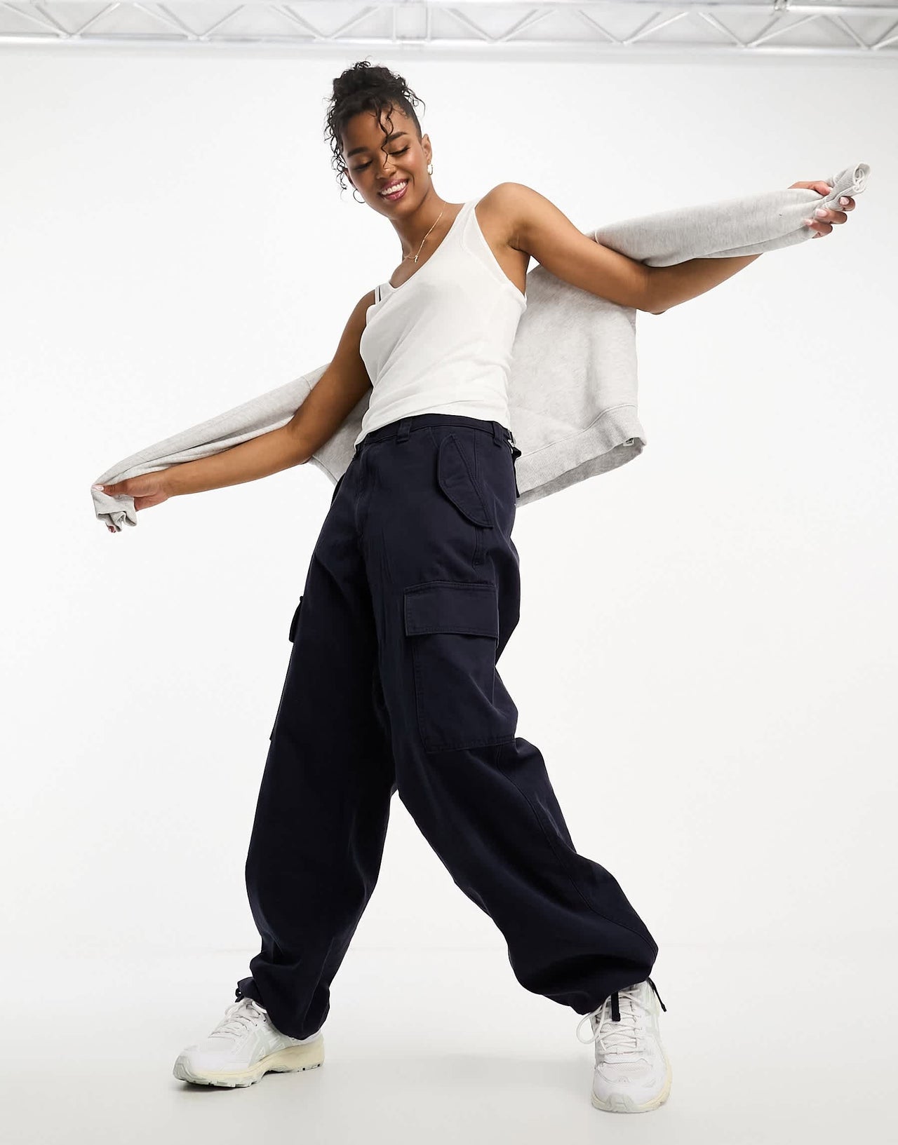 Pull&Bear layered vest with asymmetric strap detail in white