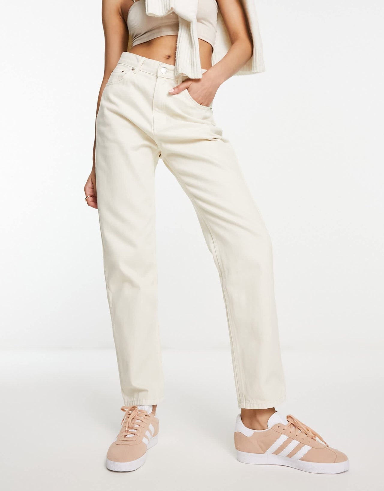 Pull&Bear high waist mom jean in ecru