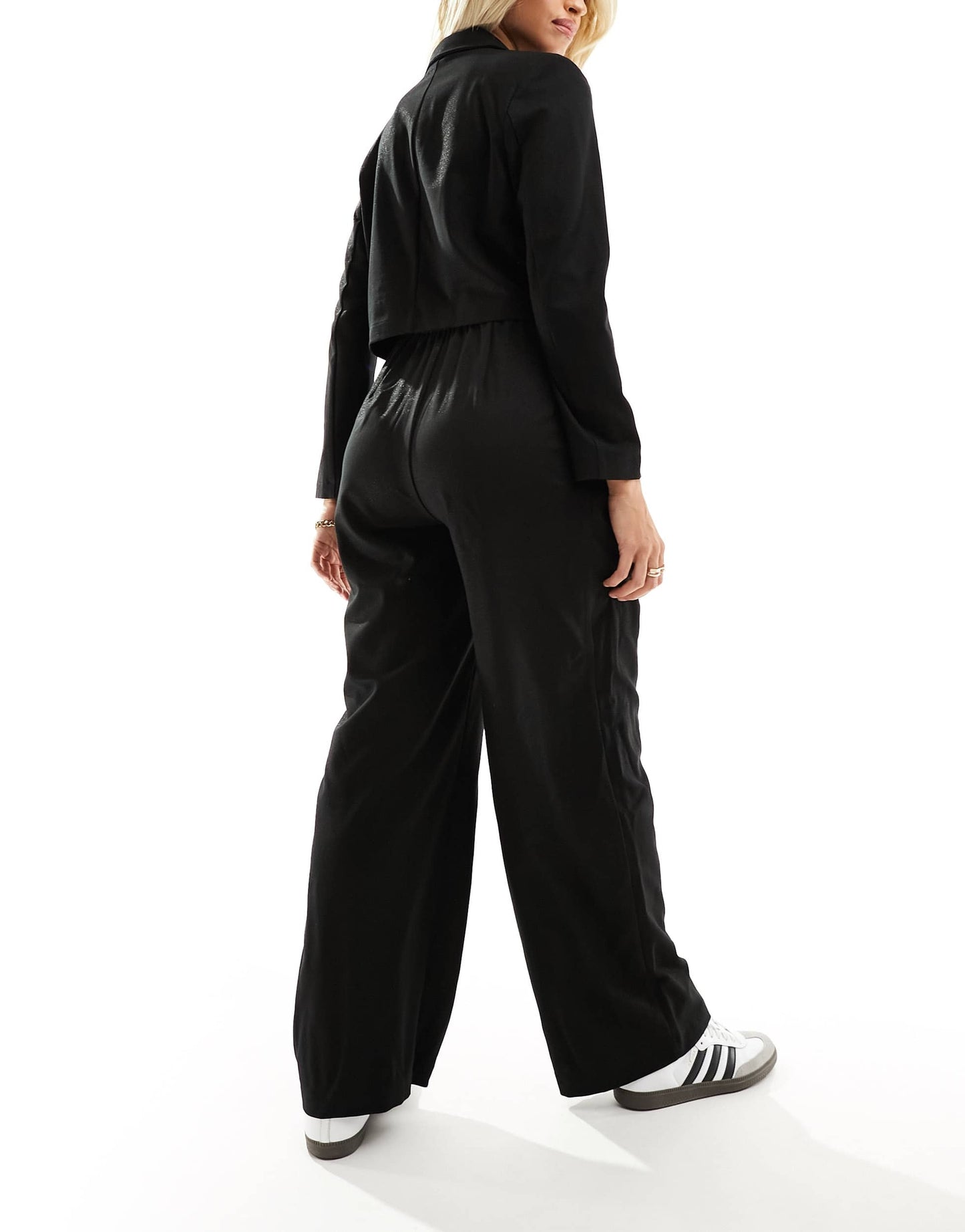 Mamalicious maternity wide leg glitter trouser co-ord in black