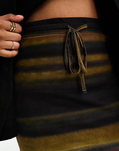 Vero Moda longline mesh maxi skirt in blurred stripes
