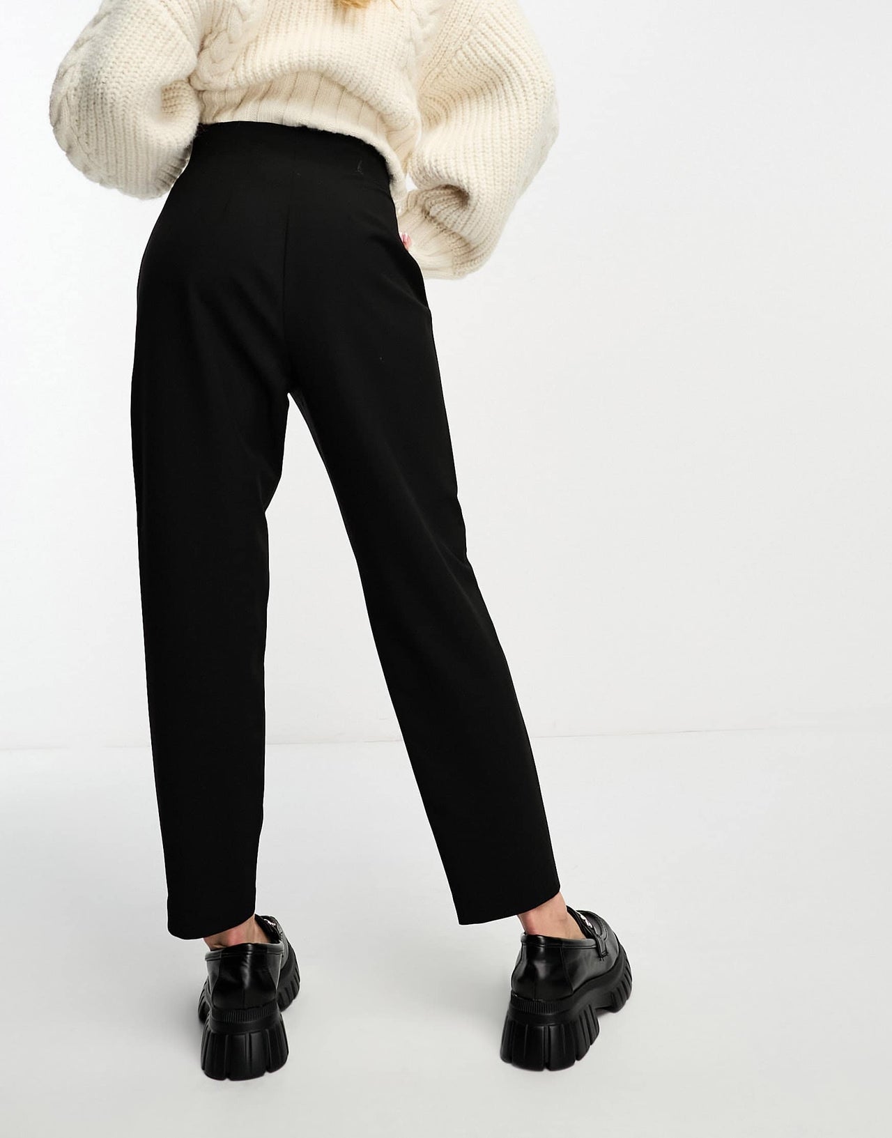 ASOS DESIGN tailored high waist seam detail tapered leg trousers in black