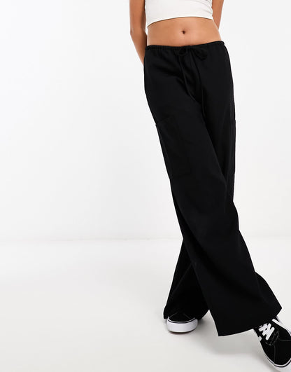 Weekday Adisa wide leg trousers in black