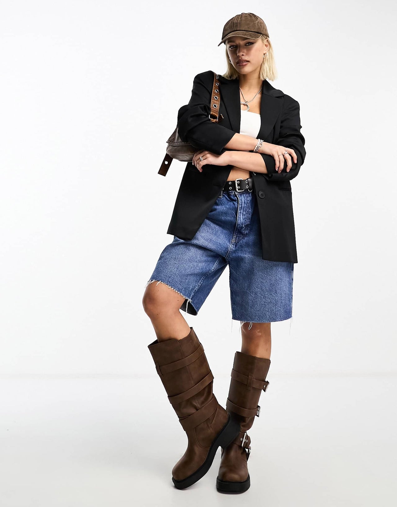 COLLUSION oversized woven blazer with pockets in black
