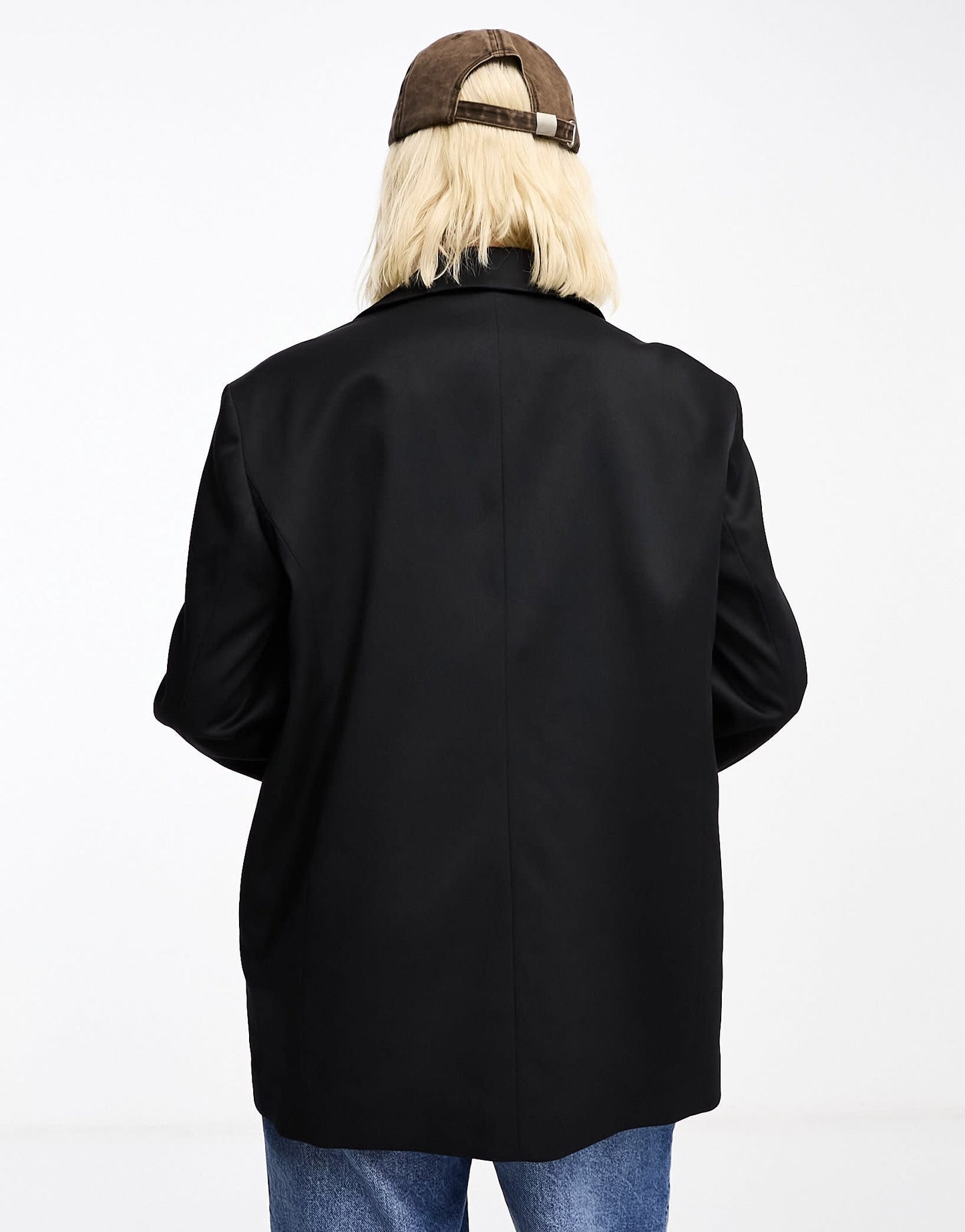 COLLUSION oversized woven blazer with pockets in black