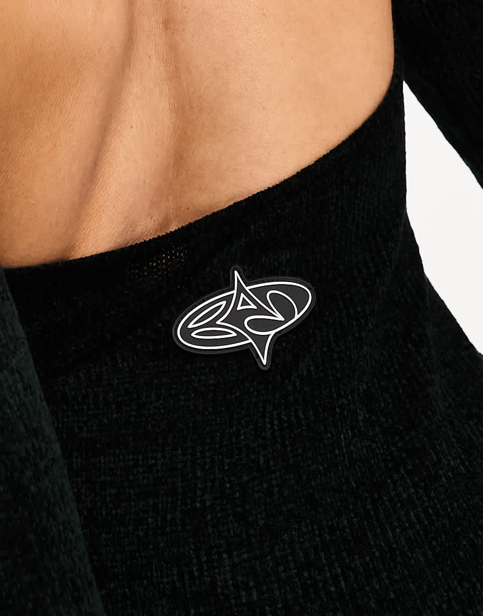 Basic Pleasure Mode chenille bodycon backless mini dress in black