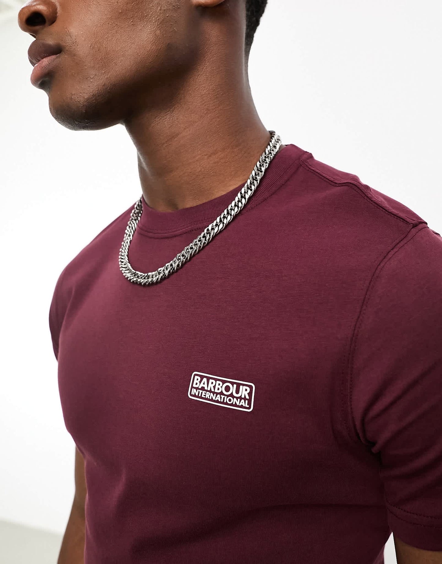 Barbour International small logo t-shirt in burgandy