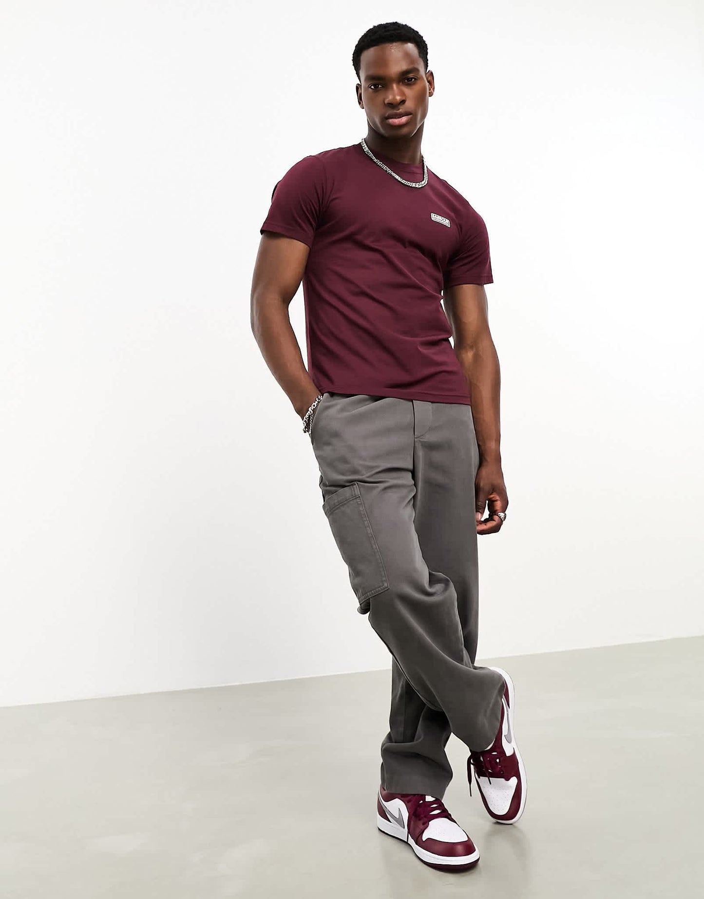 Barbour International small logo t-shirt in burgandy