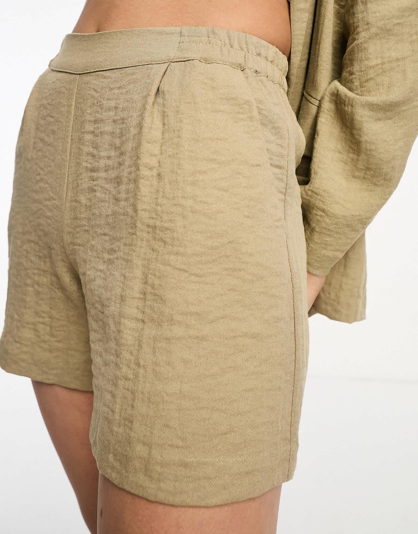 Pimkie hammered satin shorts co-ord in camel