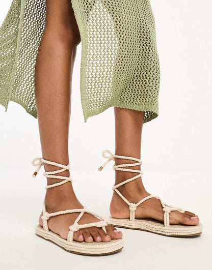 Stradivarius rope sandal in beige