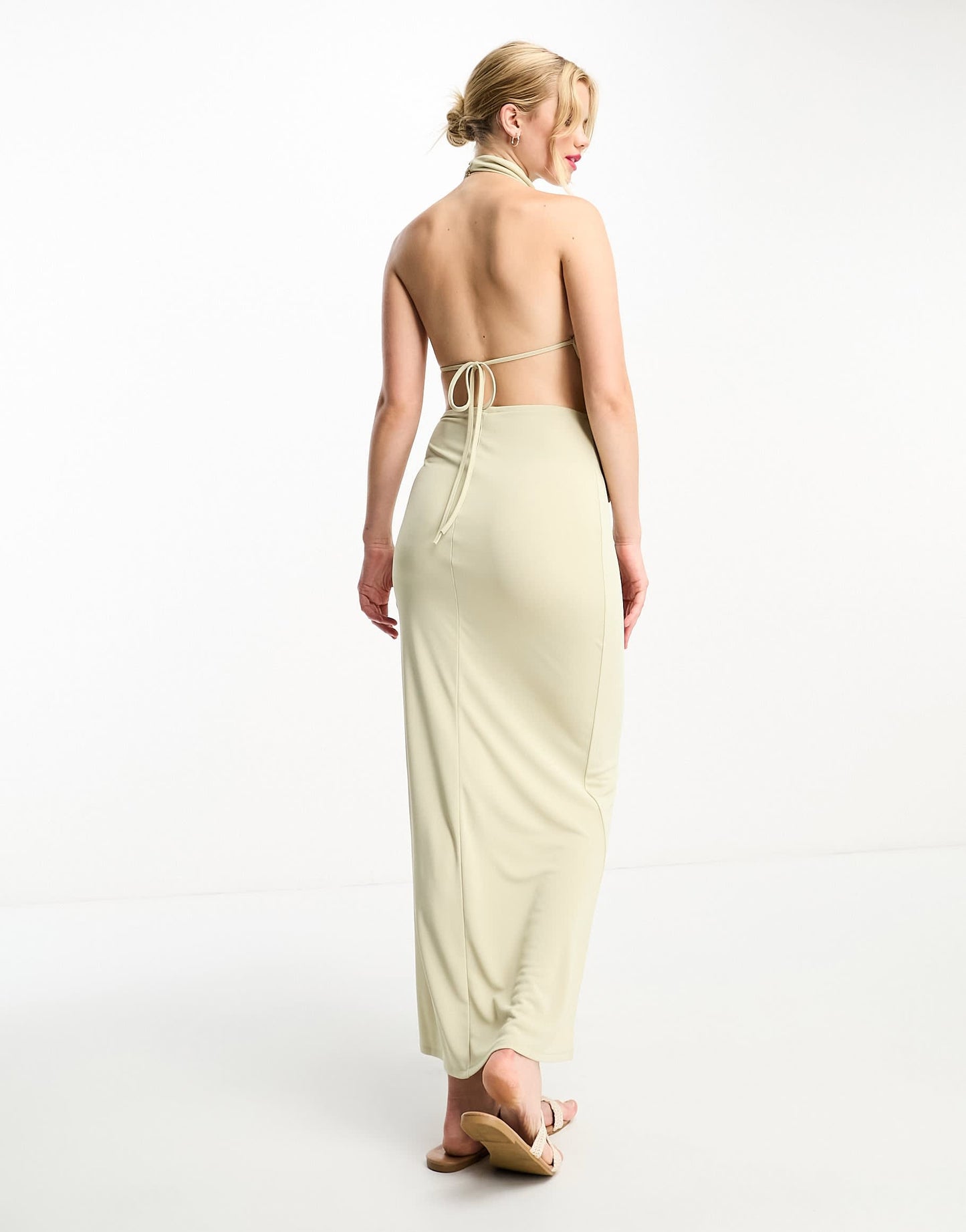 Pull&Bear slinky column maxi skirt co-ord in sand
