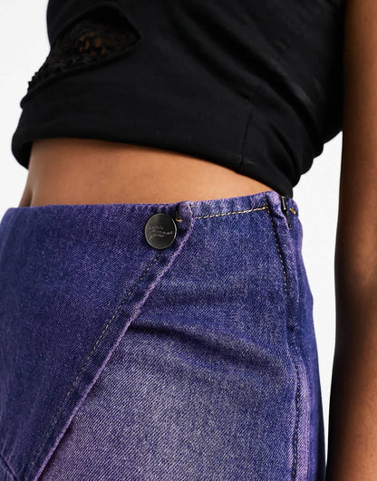 Basic Pleasure Mode blackcurrant wash denim wrap maxi skirt in purple