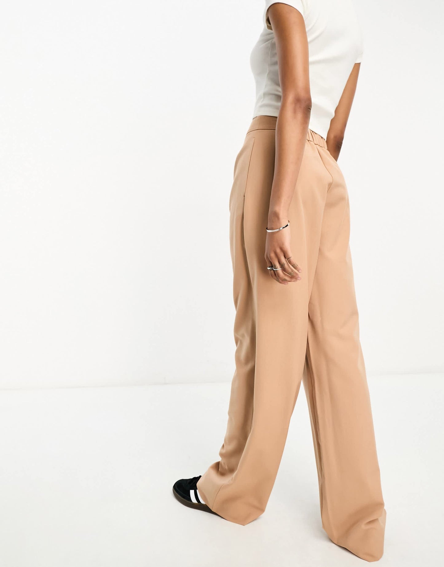 ASOS DESIGN Tall tailored wide leg dad trousers in camel