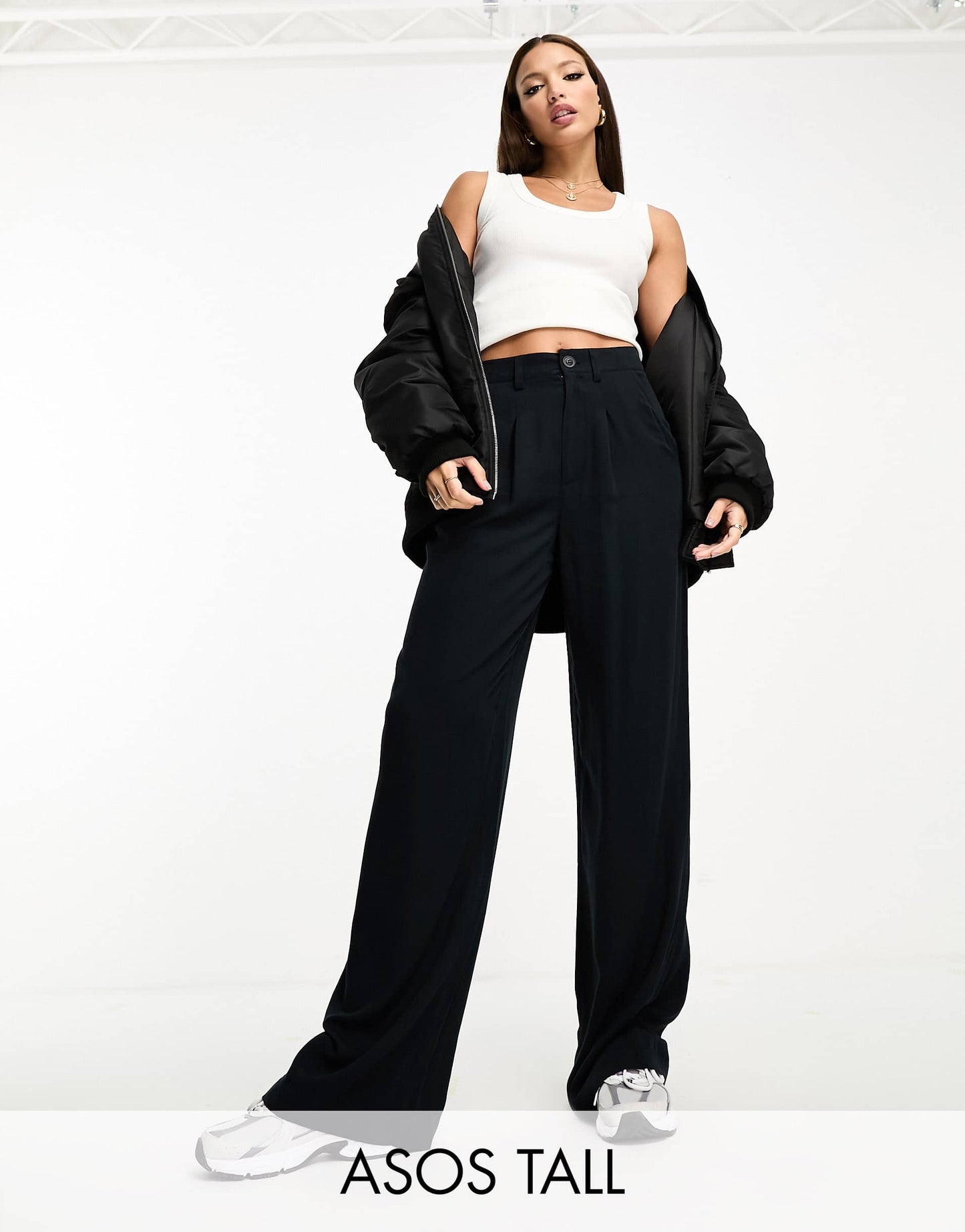 ASOS DESIGN Tall wide leg dad trousers in navy