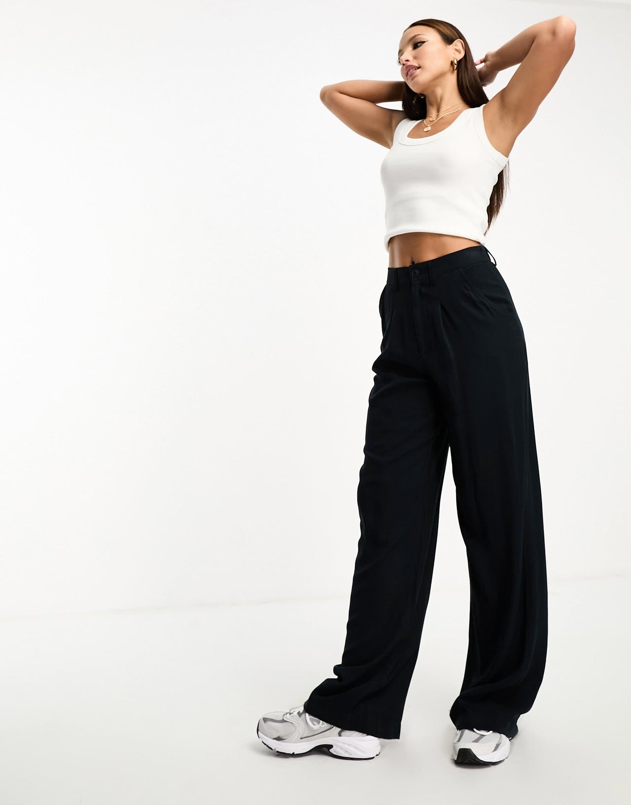 ASOS DESIGN Tall wide leg dad trousers in navy