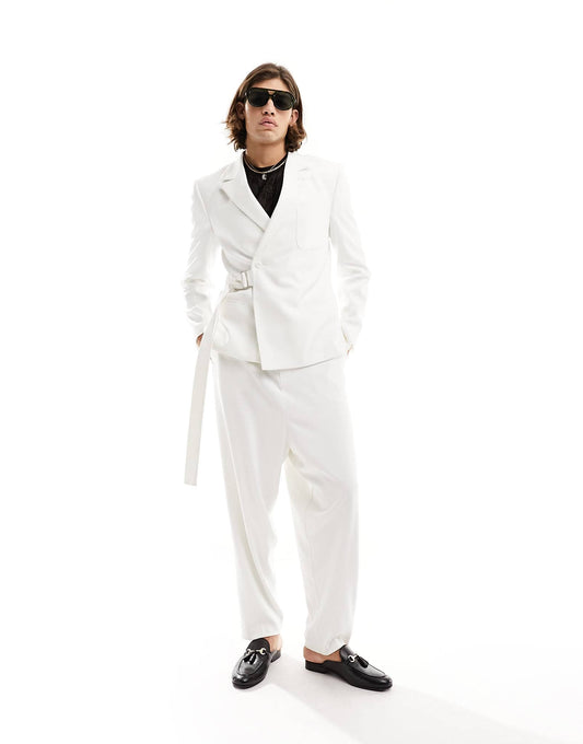 ASOS DESIGN balloon suit trouser in white