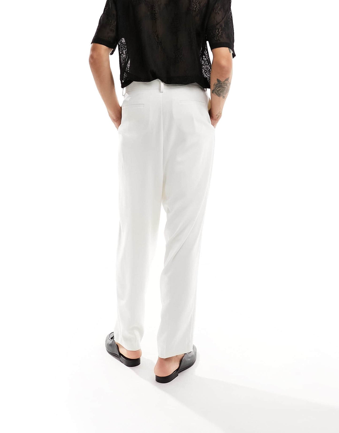ASOS DESIGN balloon suit trouser in white