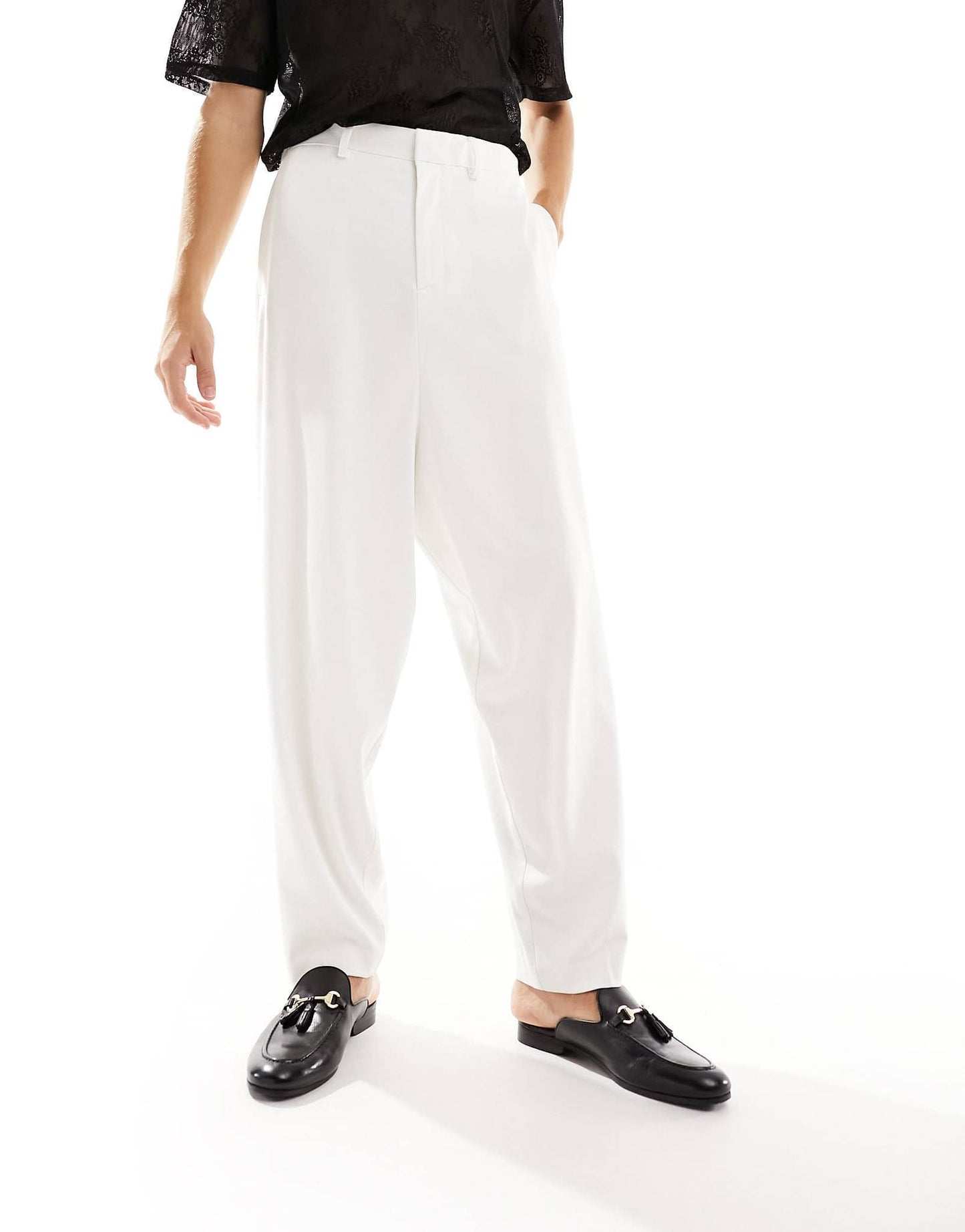 ASOS DESIGN balloon suit trouser in white