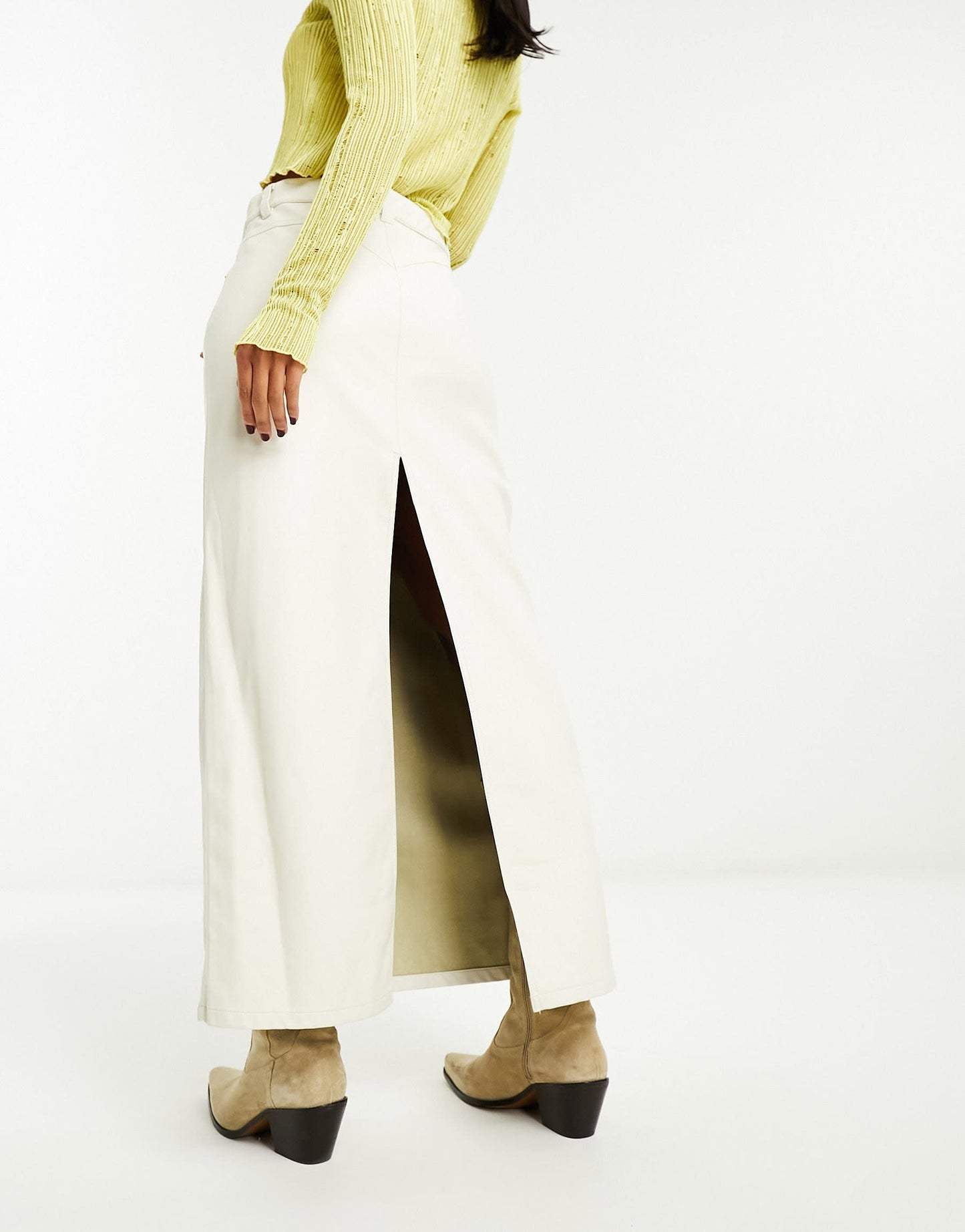 Free People faux leather maxi skirt in cream
