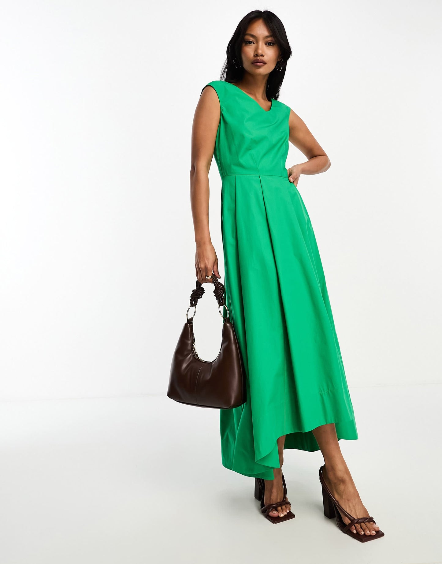Closet London high low midaxi dress in green